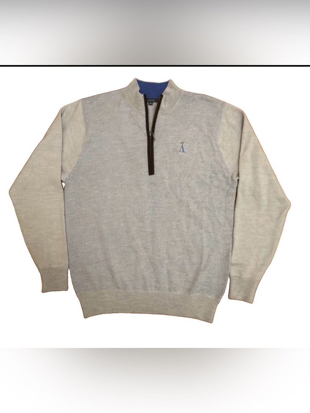 Turtleson Merino Wool Quarter Zip Sweater Mens Medium Gray Textured Pullover